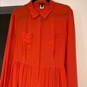 J.Crew Red Silk Shirtdress